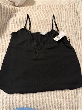 Obélia Rose Black Lace-Trim Silk Cami